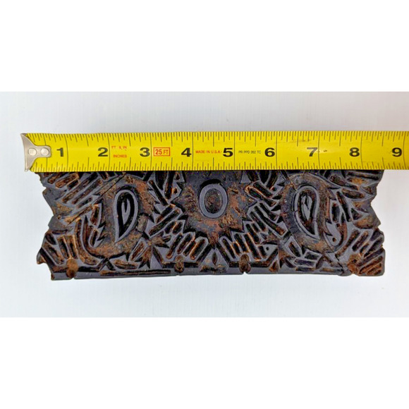 Antique Wooden Printing Block Hand Carved Textile Fabric Stamp As Is - Picture 12 of 12